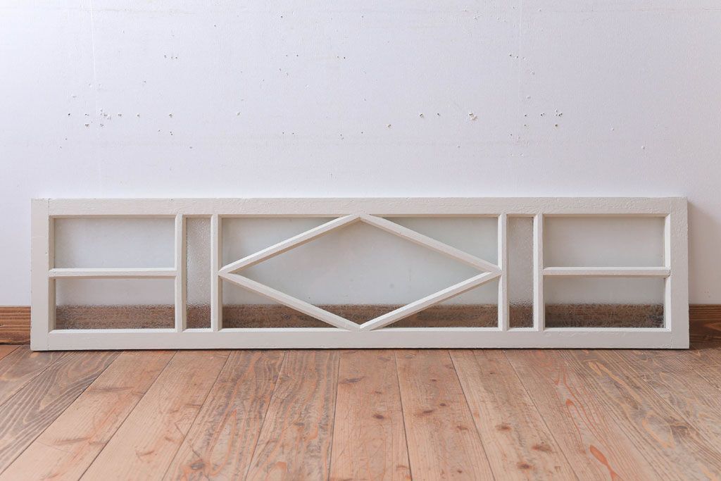 アンティーク　結霜・ダイヤガラス入り!ペイント明り取り