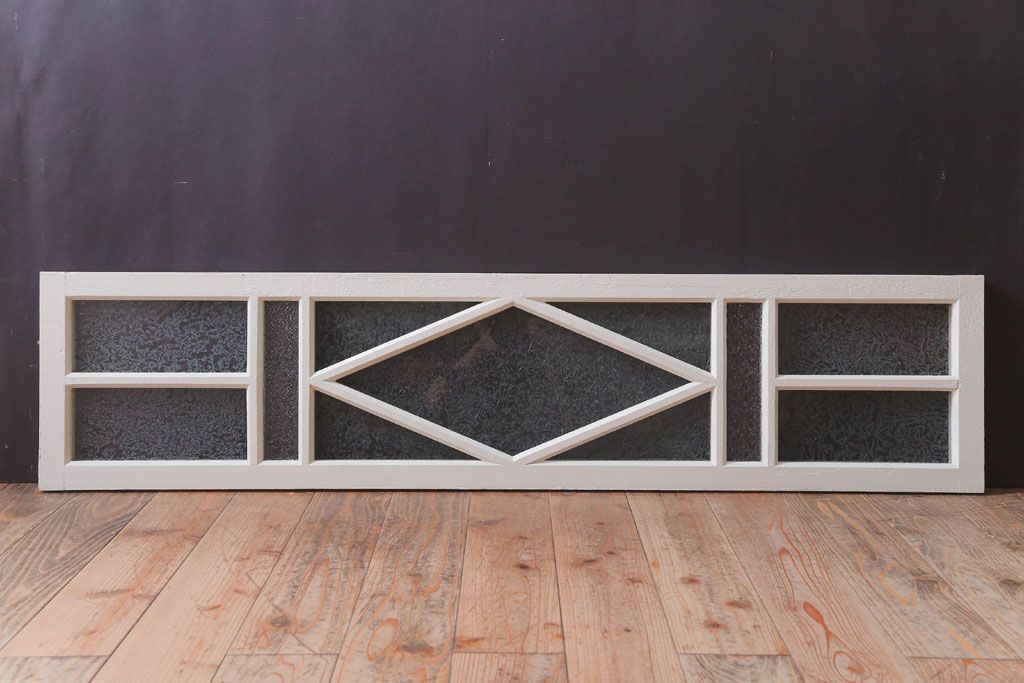 アンティーク　結霜・ダイヤガラス入り!ペイント明り取り