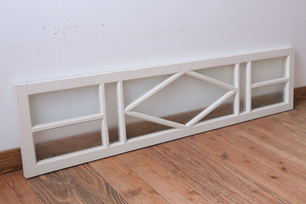 アンティーク　結霜・ダイヤガラス入り!ペイント明り取り