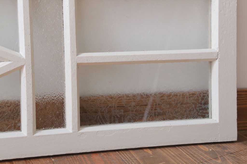 アンティーク　結霜・ダイヤガラス入り!ペイント明り取り