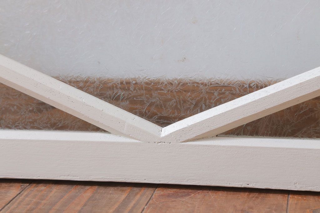 アンティーク　結霜・ダイヤガラス入り!ペイント明り取り