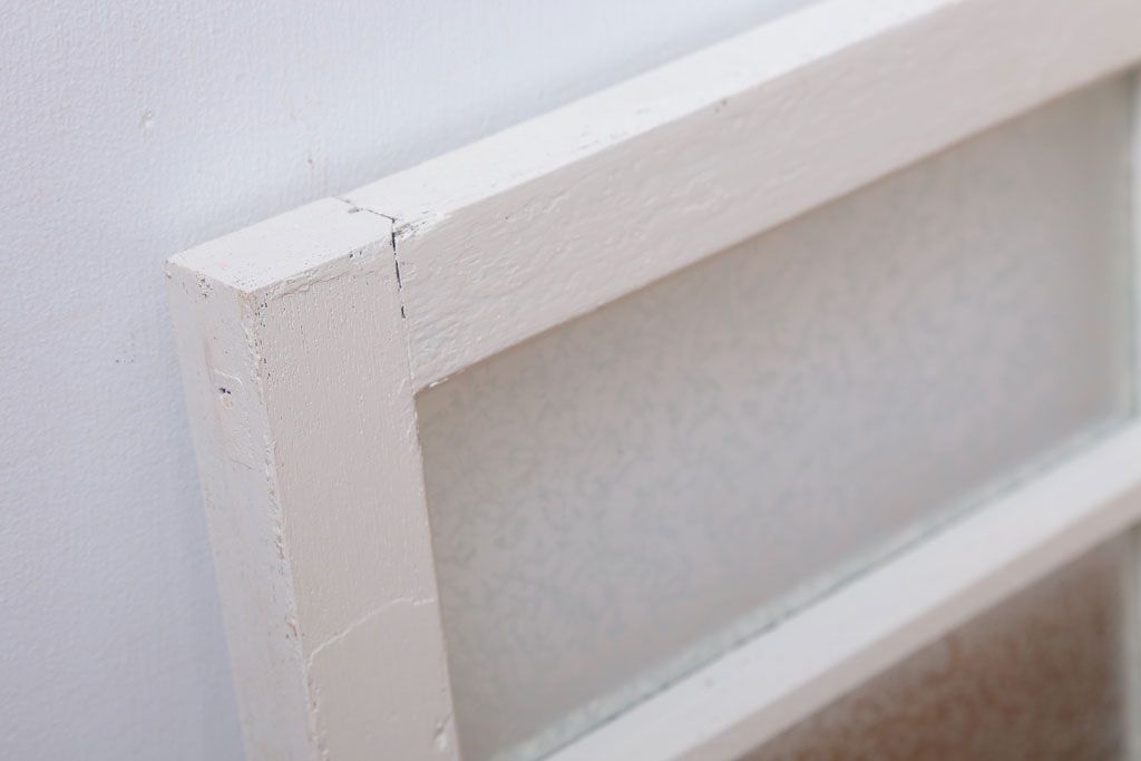 アンティーク　結霜・ダイヤガラス入り!ペイント明り取り