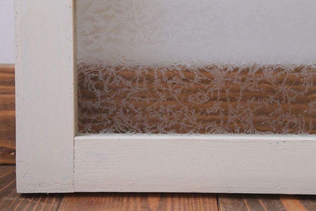 アンティーク　結霜・ダイヤガラス入り!ペイント明り取り