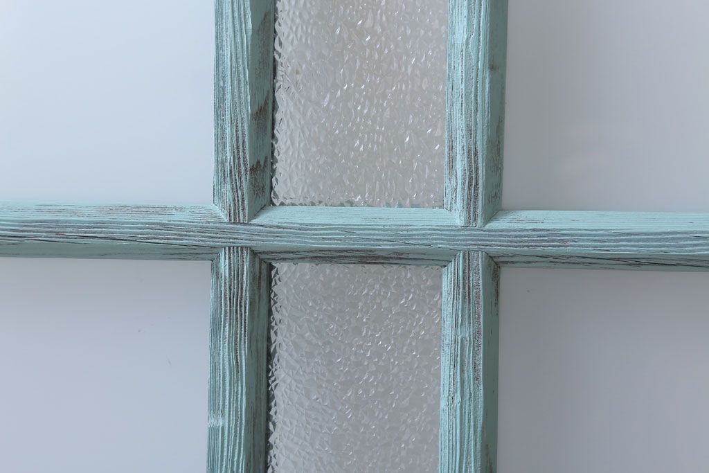 アンティークペイント　すり・ダイヤガラス入り!ガラス戸2枚セット(窓)(1)