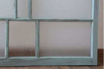 アンティークペイント　すり・ダイヤガラス入り!ガラス戸2枚セット(窓)(1)