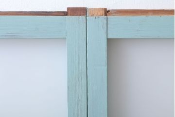 アンティークペイント　すり・ダイヤガラス入り!ガラス戸2枚セット(窓)(1)