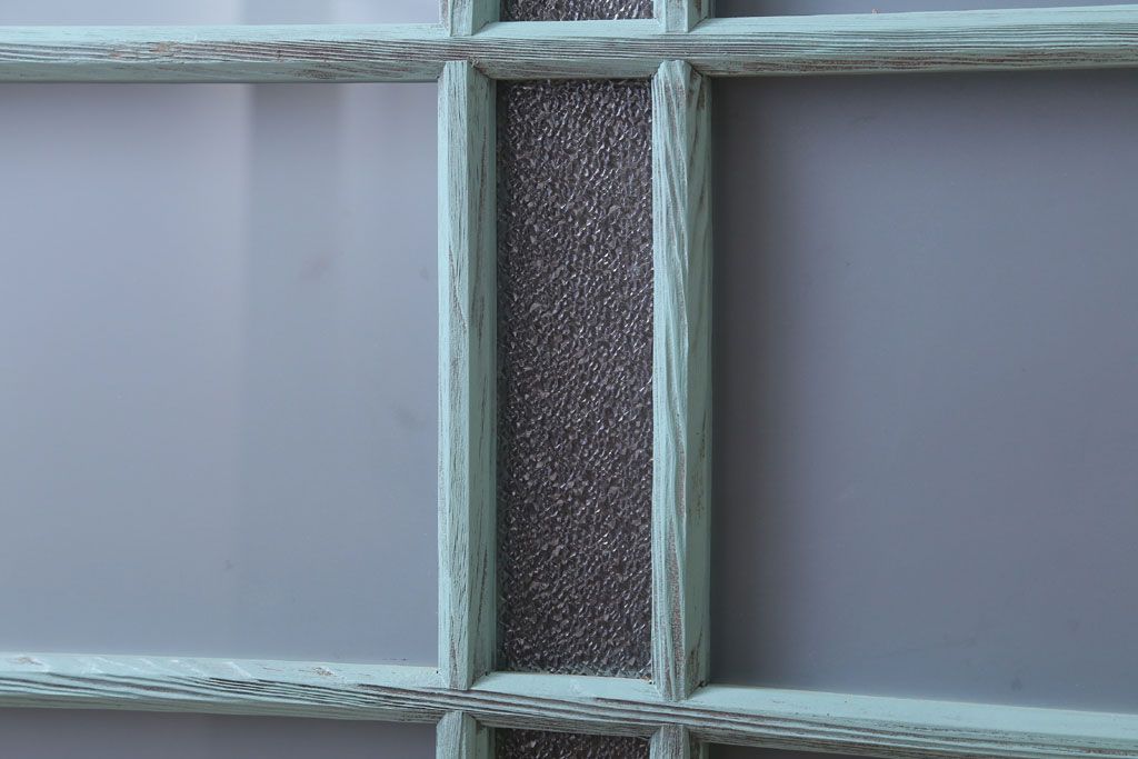 アンティークペイント　すり・ダイヤガラス入り!ガラス戸2枚セット(窓)(2)