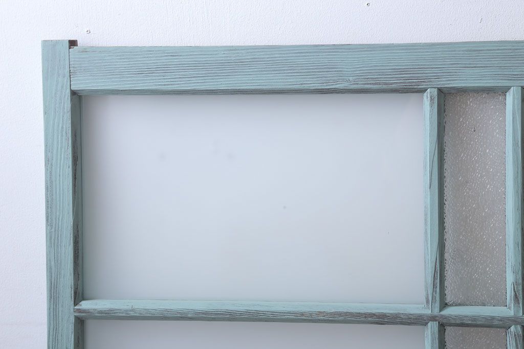 アンティークペイント　すり・ダイヤガラス入り!ガラス戸2枚セット(窓)(2)