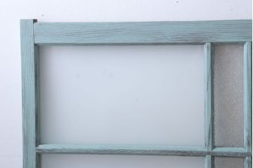 アンティークペイント　すり・ダイヤガラス入り!ガラス戸2枚セット(窓)(2)