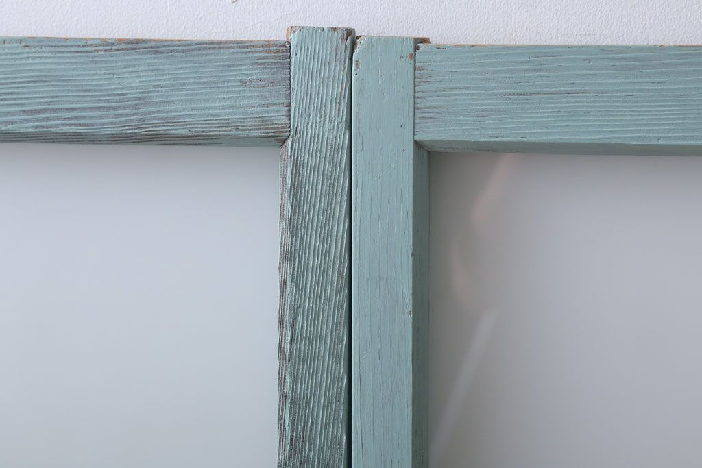 アンティークペイント　すり・ダイヤガラス入り!ガラス戸2枚セット(窓)(2)