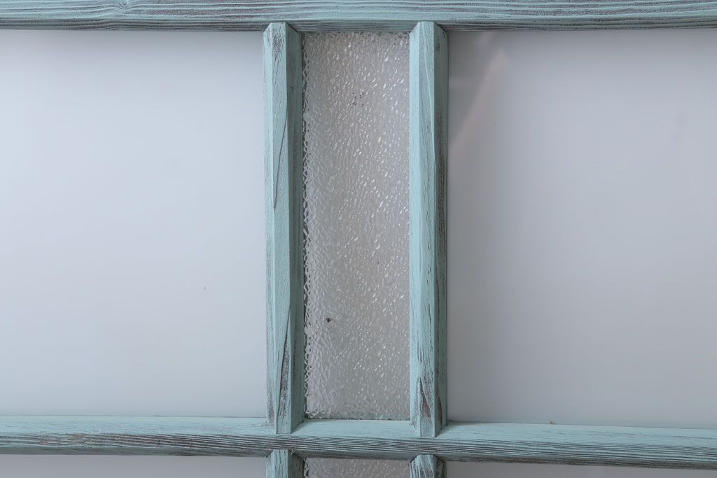 アンティークペイント　すり・ダイヤガラス入り!ガラス戸2枚セット(窓)(2)