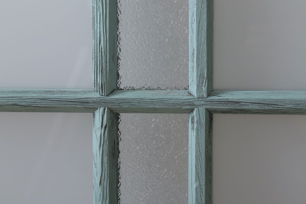 アンティークペイント　すり・ダイヤガラス入り!ガラス戸2枚セット(窓)(2)