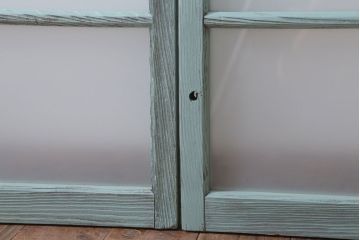 アンティークペイント　すり・ダイヤガラス入り!ガラス戸2枚セット(窓)(2)