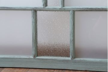 アンティークペイント　すり・ダイヤガラス入り!ガラス戸2枚セット(窓)(2)