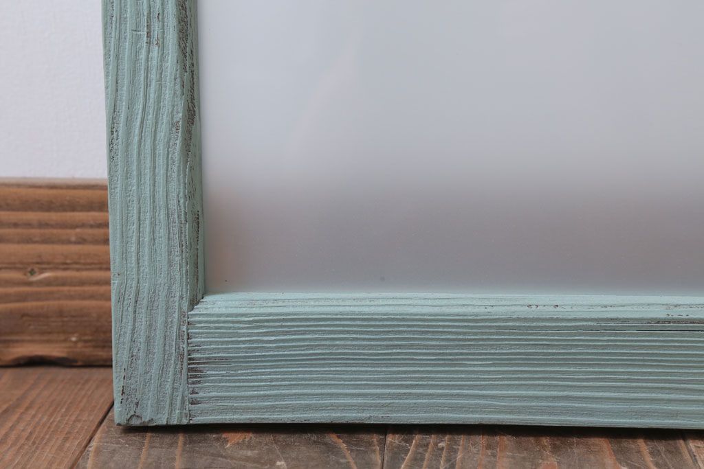 アンティークペイント　すり・ダイヤガラス入り!ガラス戸2枚セット(窓)(2)