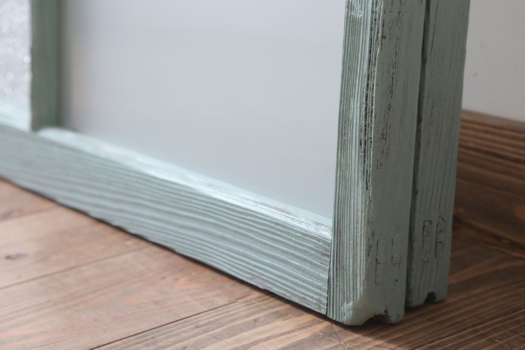 アンティークペイント　すり・ダイヤガラス入り!ガラス戸2枚セット(窓)(2)