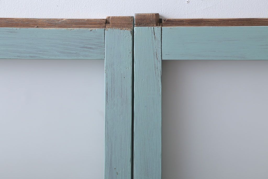 アンティークペイント　すり・ダイヤガラス入り!ガラス戸2枚セット(窓)(2)