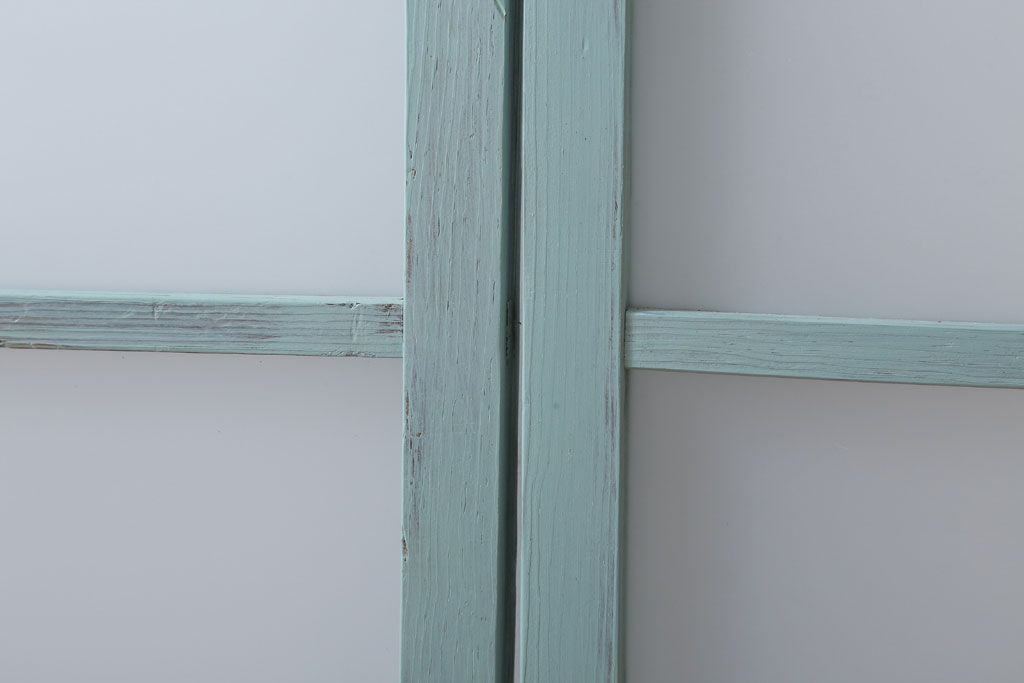 アンティークペイント　すり・ダイヤガラス入り!ガラス戸2枚セット(窓)(2)