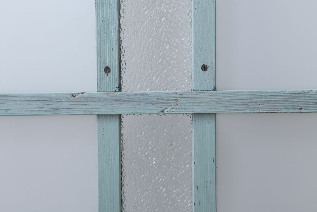 アンティークペイント　すり・ダイヤガラス入り!ガラス戸2枚セット(窓)(2)