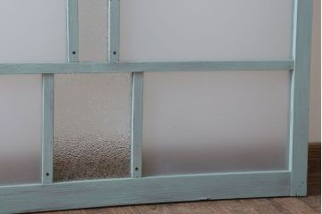 アンティークペイント　すり・ダイヤガラス入り!ガラス戸2枚セット(窓)(2)