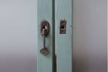 アンティークペイント　すり・ダイヤガラス入り!ガラス戸2枚セット(窓)(2)