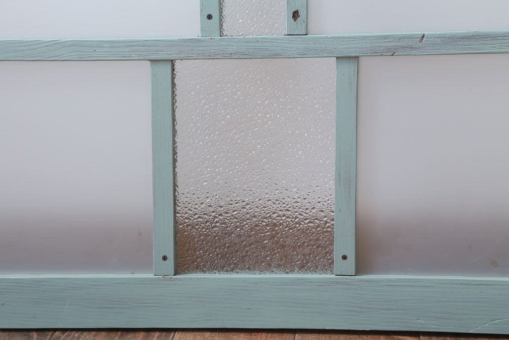 アンティークペイント　すり・ダイヤガラス入り!ガラス戸2枚セット(窓)(2)