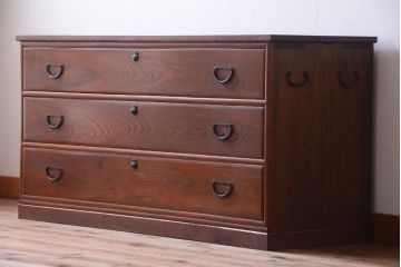 アンティーク家具　和製アンティーク　前面欅材!上質な時代箪笥ローボード(2)