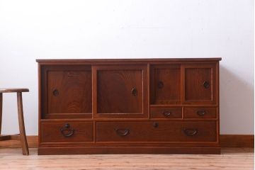 アンティーク家具　和製アンティーク　前面欅材!上質な時代箪笥ローボード(1)