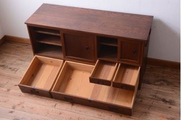 アンティーク家具　和製アンティーク　前面欅材!上質な時代箪笥ローボード(1)