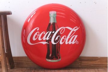 アンティーク雑貨　昭和レトロ　コカコーラ　ボタンサイン　ホーロー看板