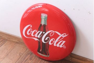 アンティーク雑貨　昭和レトロ　コカコーラ　ボタンサイン　ホーロー看板