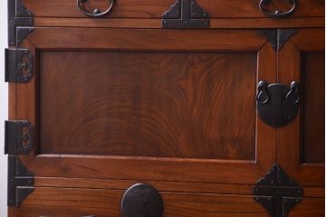 アンティーク家具　古民具・骨董　大正期　前面欅材!変わり型仙台箪笥