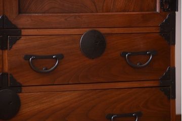 アンティーク家具　古民具・骨董　大正期　前面欅材!変わり型仙台箪笥