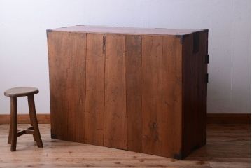 アンティーク家具　古民具・骨董　大正期　前面欅材!変わり型仙台箪笥