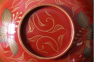 アンティーク　昭和十四年　輪島朱塗　桐蒔絵木製椀10客(1)