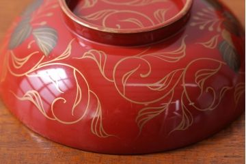 アンティーク　昭和十四年　輪島朱塗　桐蒔絵木製椀10客(1)