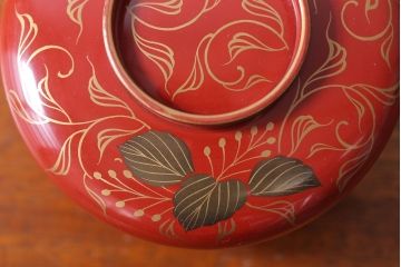 アンティーク雑貨　アンティーク　昭和十四年　輪島朱塗　桐蒔絵木製椀10客(2)