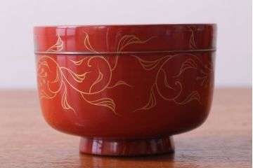 アンティーク雑貨　アンティーク　昭和十四年　輪島朱塗　桐蒔絵木製椀10客(2)