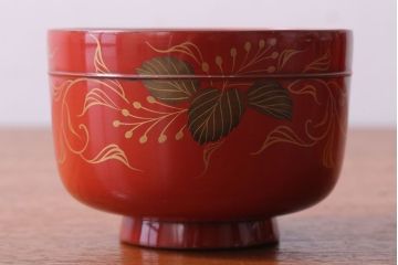 アンティーク雑貨　アンティーク　昭和十四年　輪島朱塗　桐蒔絵木製椀10客(2)