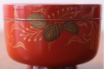 アンティーク雑貨　アンティーク　昭和十四年　輪島朱塗　桐蒔絵木製椀10客(2)