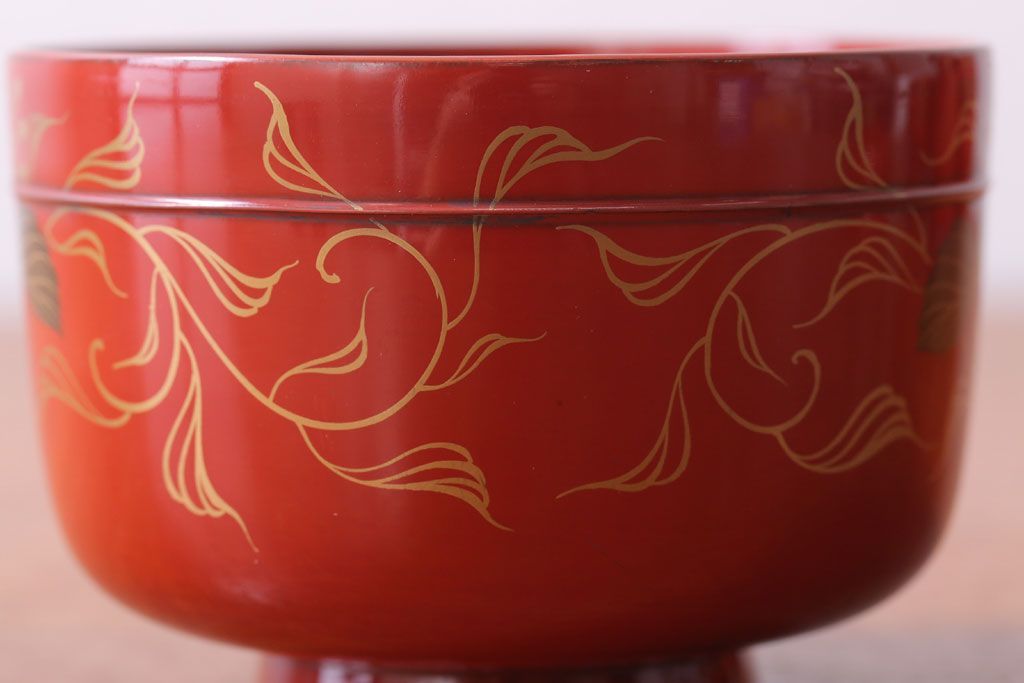 アンティーク雑貨　アンティーク　昭和十四年　輪島朱塗　桐蒔絵木製椀10客(2)