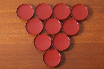 アンティーク雑貨　アンティーク　昭和十四年　輪島朱塗　桐蒔絵木製椀10客(2)