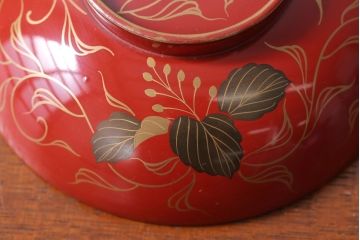 アンティーク　昭和十四年　輪島朱塗　桐蒔絵木製椀10客(3)