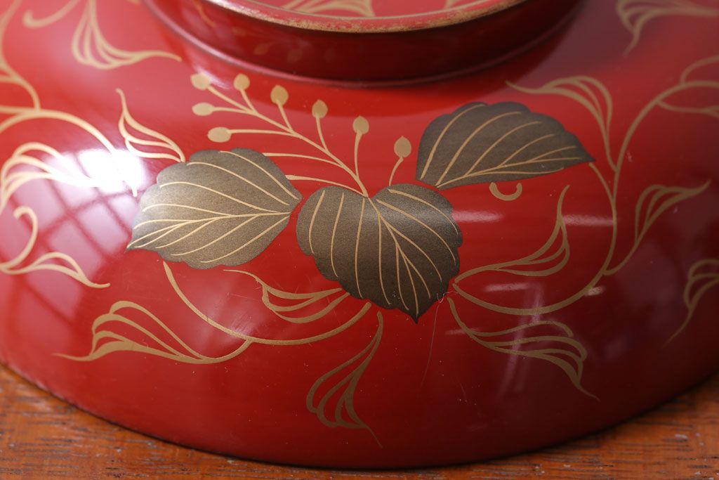 アンティーク　昭和十四年　輪島朱塗　桐蒔絵木製椀10客(3)