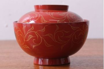 アンティーク　昭和十四年　輪島朱塗　桐蒔絵木製椀10客(3)