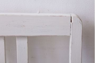 アンティーク家具　アンティークペイント　アンティークリネン座面の白いチェア(椅子)