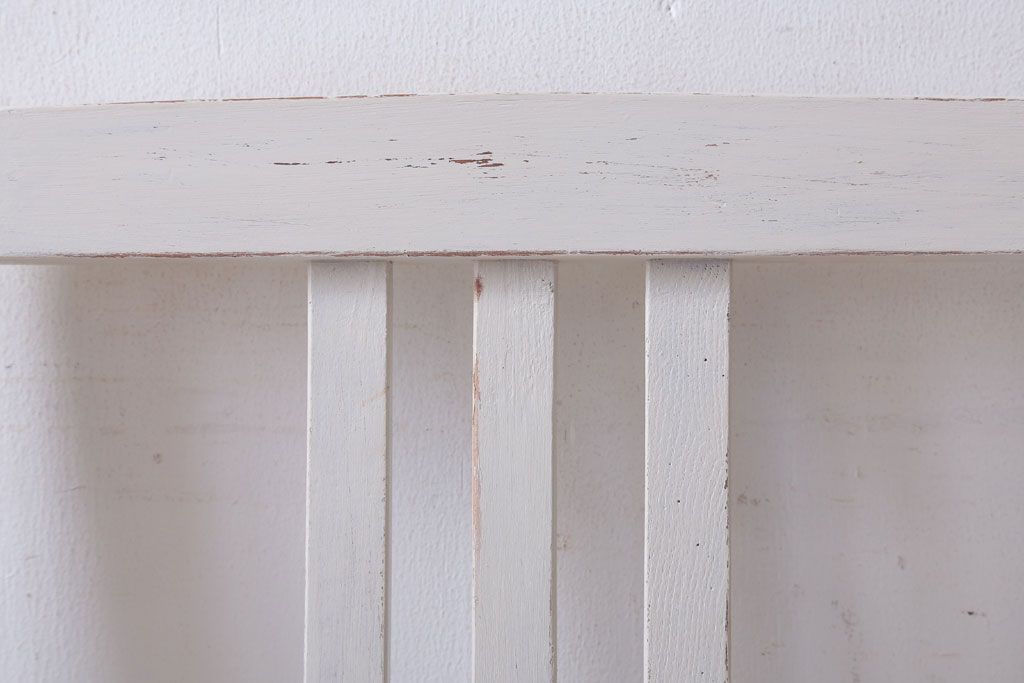 アンティーク家具　アンティークペイント　アンティークリネン座面の白いチェア(椅子)