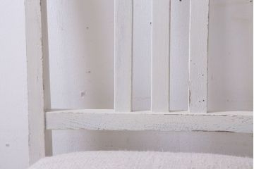 アンティーク家具　アンティークペイント　アンティークリネン座面の白いチェア(椅子)