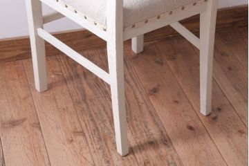 アンティーク家具　アンティークペイント　アンティークリネン座面の白いチェア(椅子)