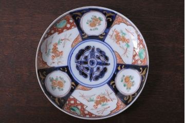 古民具・骨董　幕末〜明治　色絵七寸皿など4枚セット(伊万里)